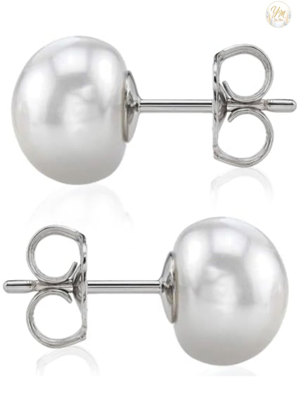 AAAA Freshwater Pearl Stud Earrings 14K Gold Plated Sterling Silver